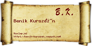 Benik Kurszán névjegykártya